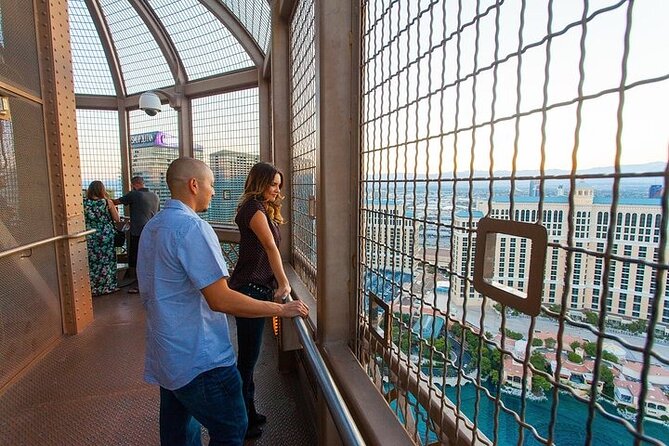 Eiffel Tower Viewing Deck Admission Ticket at Paris Las Vegas - The Bellagio fountains, Sphere, and mountains