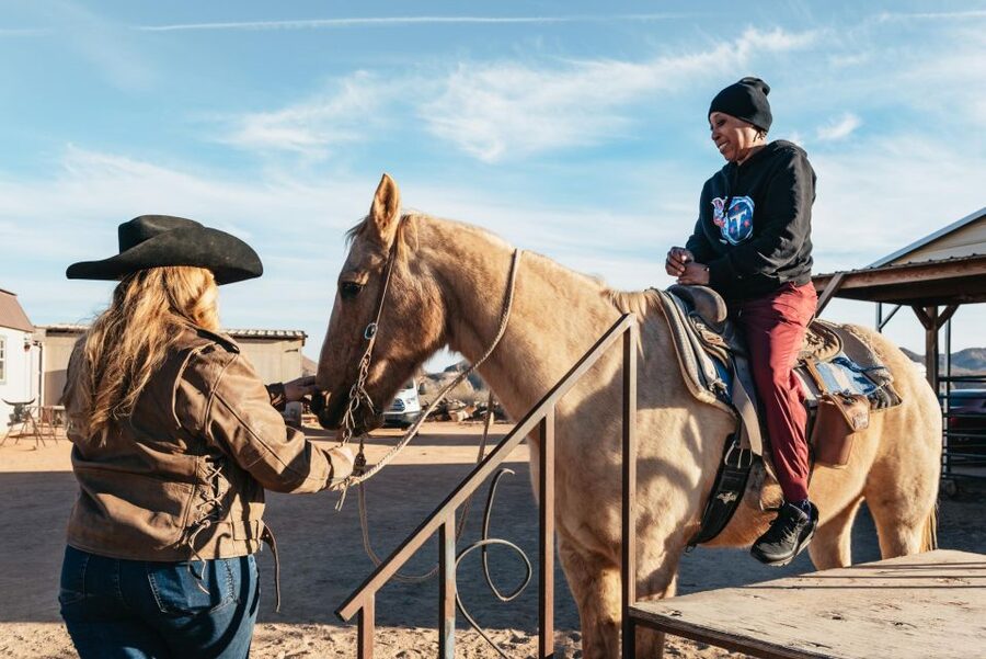 From Las Vegas: Desert Sunset Horseback Ride with BBQ Dinner - Leaving the Las Vegas Strip behind