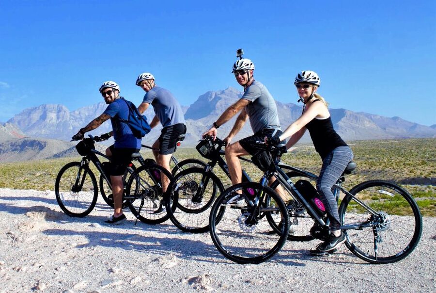 From Las Vegas: Red Rock Canyon Electric Bike Hire - Getting fitted for the electric bike