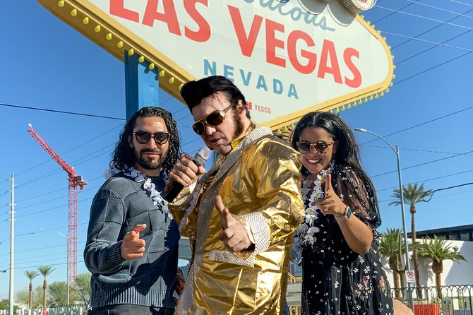 Gold Elvis Wedding or Vow Renewal at Las Vegas Sign - A 45-minute schedule with two photo positions