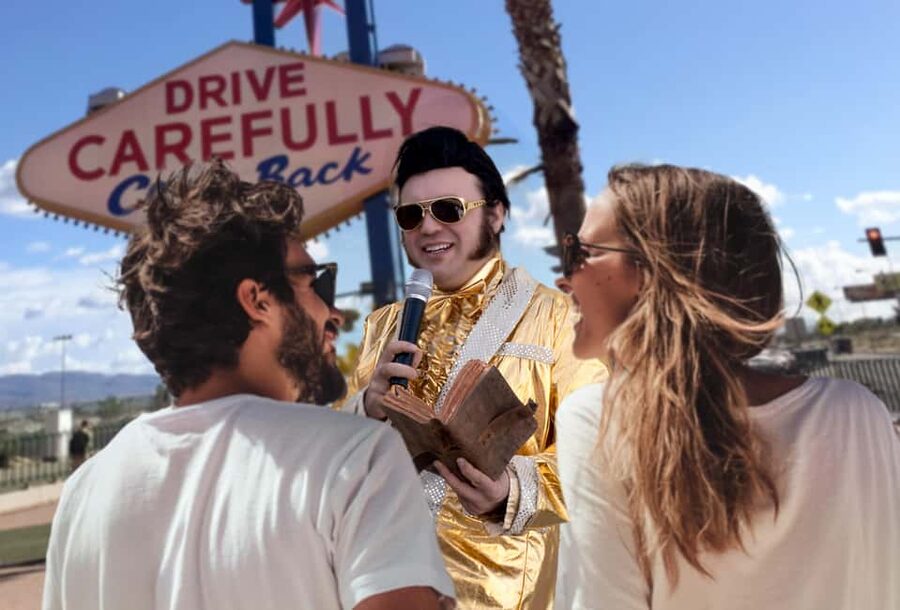 Las Vegas: Gold Elvis Vow Renewal or Wedding at Welcome Sign - What you take home after the ceremony