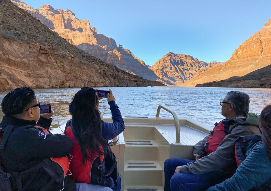 Las Vegas: Grand Canyon Helicopter Ride, Boat Tour & Skywalk - Landing at the canyon floor