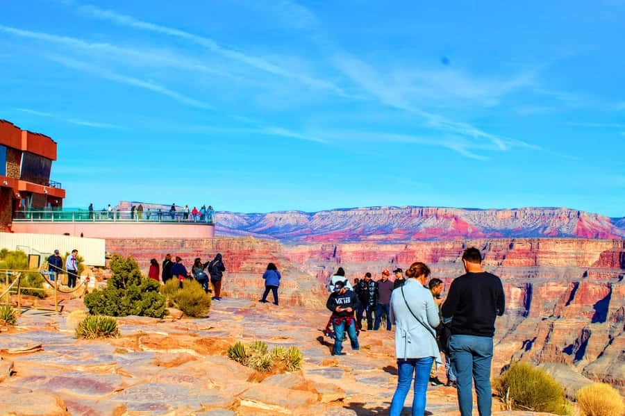 Las Vegas: Grand Canyon West Bus Tour with Guided Walk - Entering Grand Canyon West by shuttle