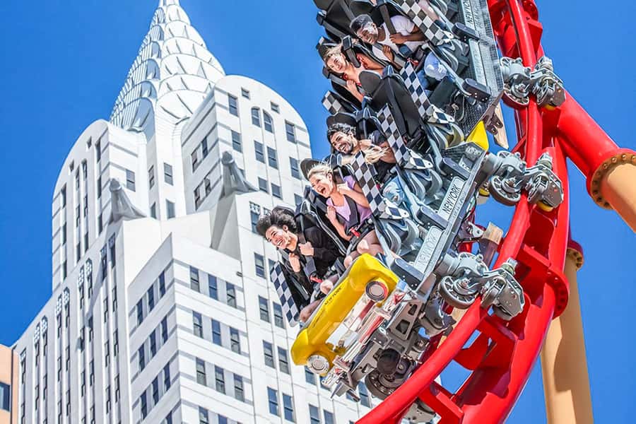 Las Vegas: New York-New York Hotel Big Apple Coaster Ride - Riding above the New York-New York skyline