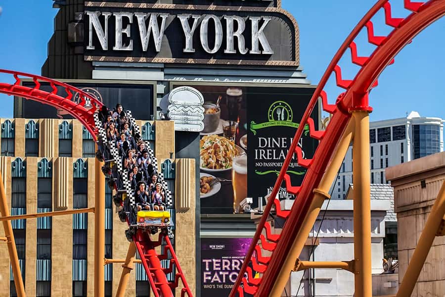 Las Vegas: New York-New York Hotel Big Apple Coaster Ride - Seeing Las Vegas from the track