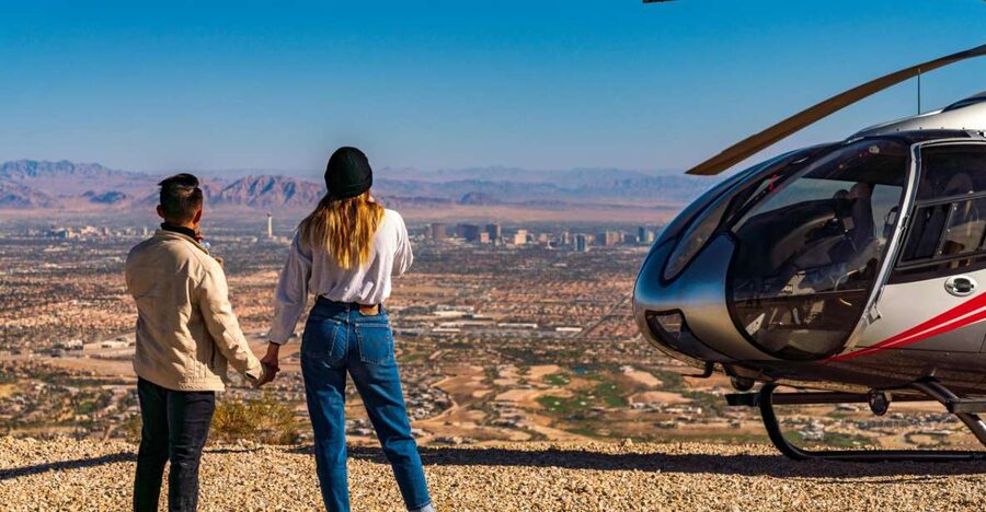 Las Vegas: Red Rock Canyon Helicopter Landing Tour - The Strip from above on the way home