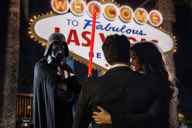 Movie Themed Wedding or Vow Renewal at Las Vegas Sign - The ceremony behind the sign