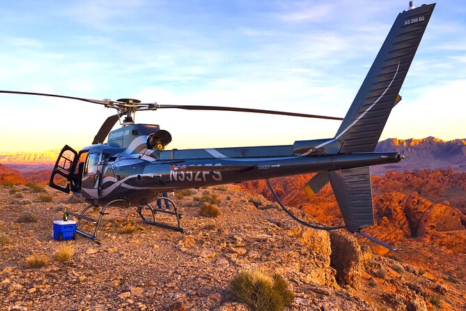 Valley of Fire Helicopter Tour and Landing with Champagne Toast - Returning above Bellagio and Caesars Palace