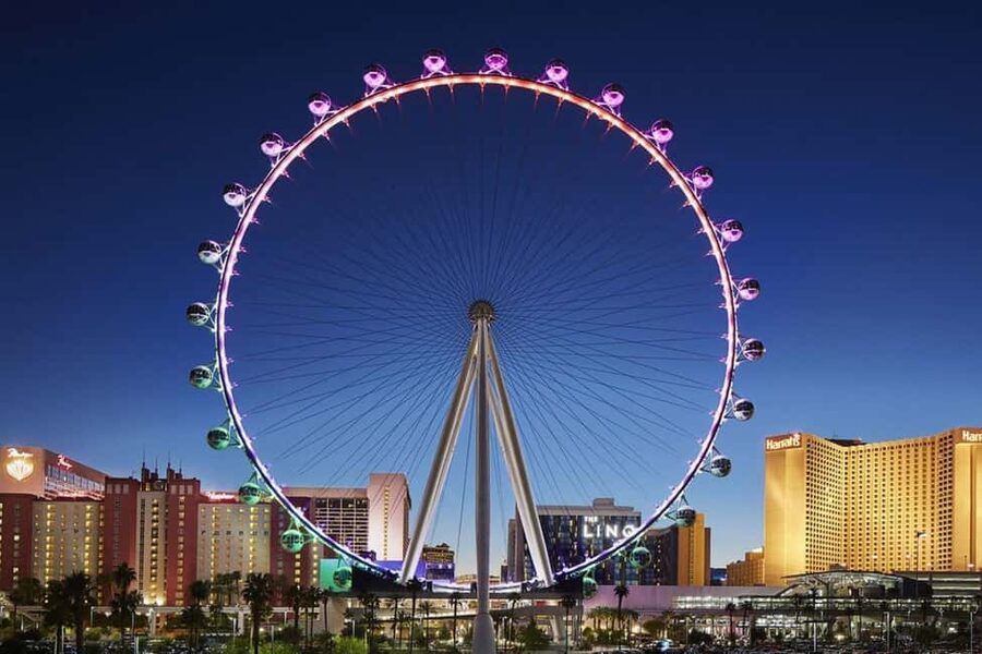 Vegas: Madame Tussauds, High Roller, & Hop-on Hop-off Tour - The Bellagio, Eiffel Tower, and MGM Grand from the road
