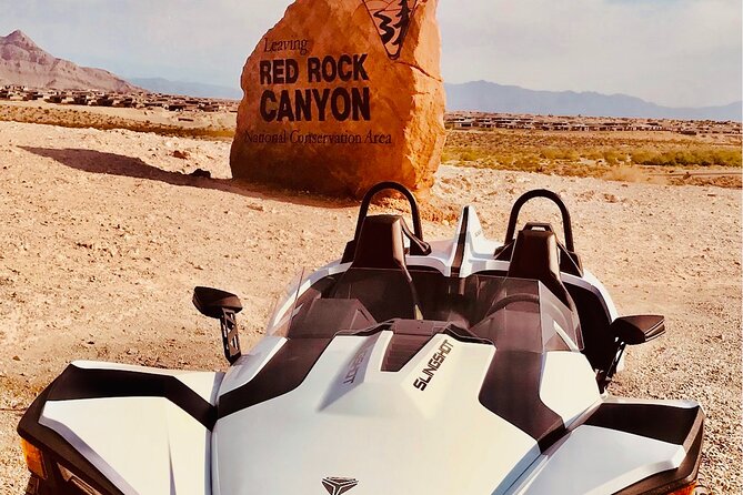 Vegas Strip and Red Rock Canyon Guided Trike or Slingshot Tour - Driving toward Red Rock and Blue Diamond
